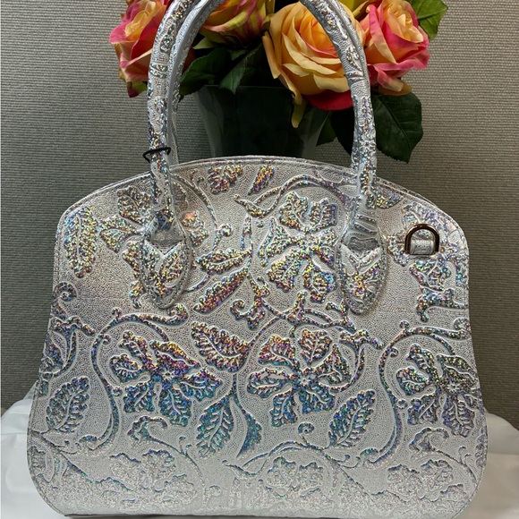 Brahmin Chrome Iridescent Estonia Rosetta Double Handle Satchel Bag - NWT 🔥 🔥 - Picture 6 of 12